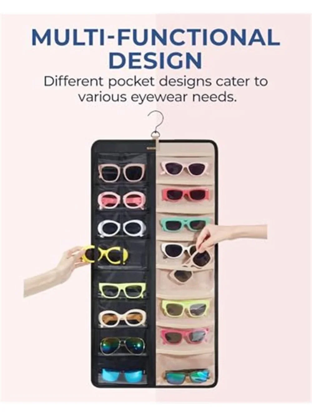 Wall Mounted Sunglasses Organizer 32 Slot Hanging Eyeglass Storage Display Rack